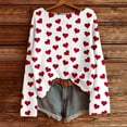 thumbnail image 4 of Winter Sweaters For Women Funny Heart Printed Casual Cute Crew Neck Sweatshirt Loose Fit Soft Warm Knit Holiday Jumper Tops White L, 4 of 4