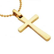 Arista Men's Fancy Cross Pendant in Gold Plated Solid Stainless Steel, 24"