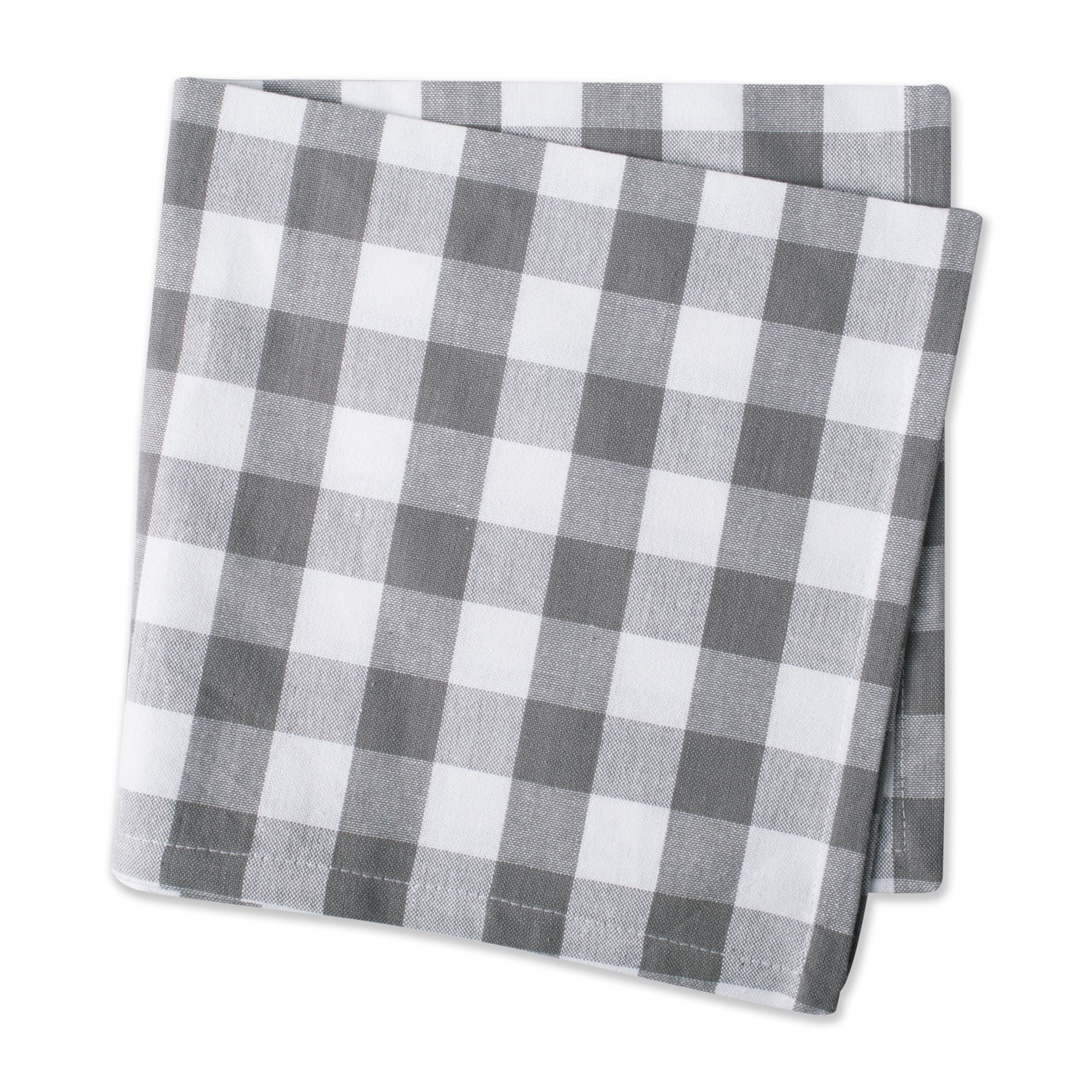 Set of 6 Gray and White Checkered Square Napkins 20"