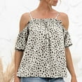 thumbnail image 7 of QLEICOM Womens Summer Tops Oversized T-shirts Sling Off-the-shoulder Ruffled Polka-dot Casual Loose Tunic Tank Tops Women Shirts Blouses White L, 7 of 7