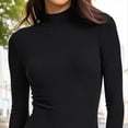 thumbnail image 4 of FINALGANG Women's Solid Color Long Sleeve Mini Dress Turtleneck Ribbed Knit Slim Fit Dress Casual Daily Outdoor Dress, 4 of 6