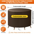 thumbnail image 2 of Jane Stone Custom Size 48"x28" Round Patio Furniture Cover,Heavy Duty 420D Oxford PU Coated Waterproof Outdoor Table & Chair Cover,UV Resistant,Breathable Air Vents,All-Season Protection,Coffee, 2 of 6