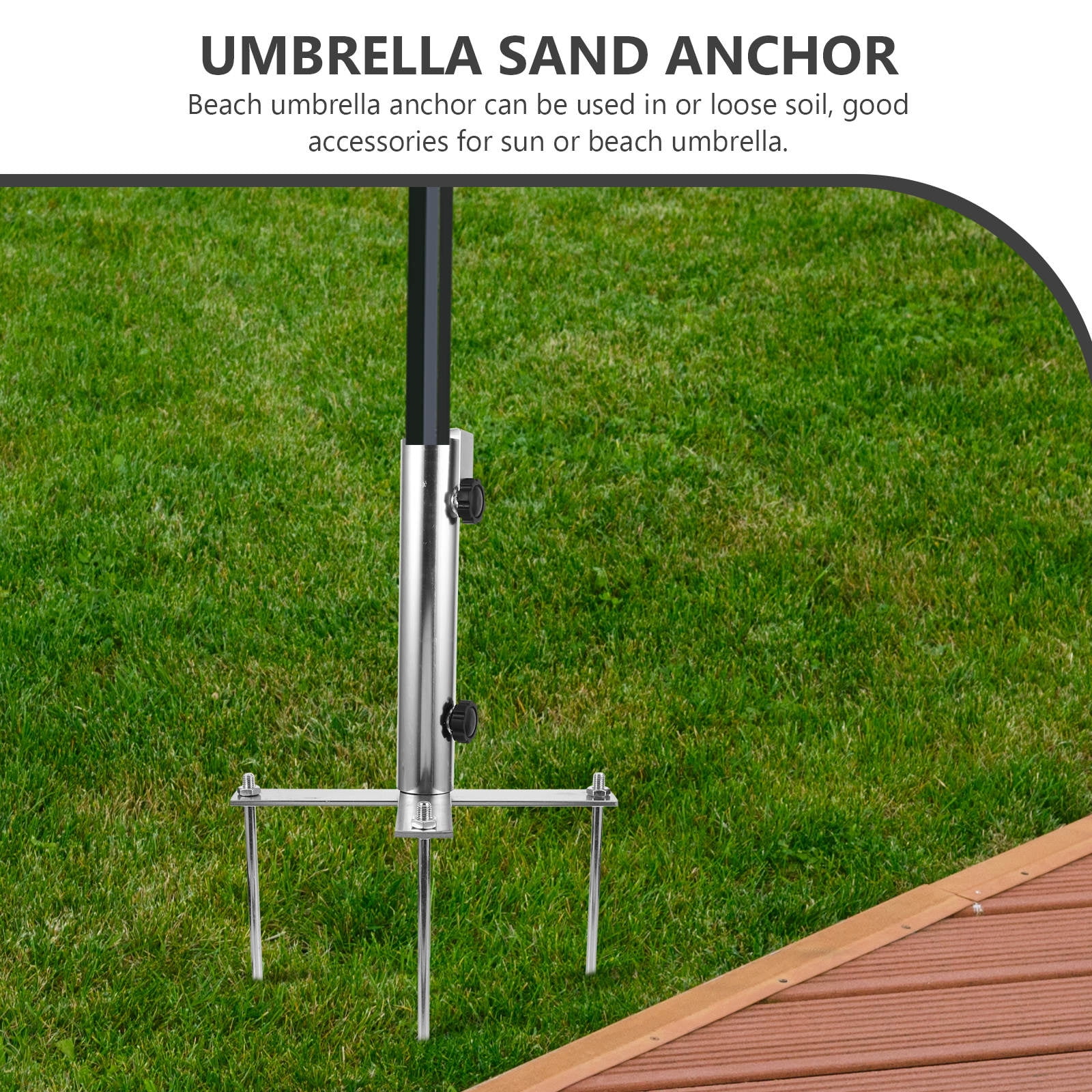 Milisten Outdoor Umbrella Stand with Garden Parasol Spike for Sand and Lawn - Practical Base Holder