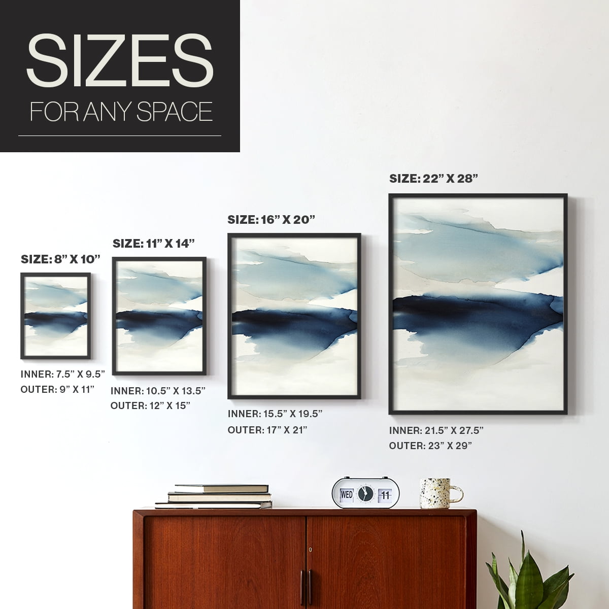 Waves I Framed Print in Black Solid Wood 22 x 28 Framed Print