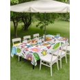 thumbnail image 4 of Outdoor Tablecloth with Umbrella Hole for Patio/Picnic/Party/Camping, Children's Day Waterproof Table Cloth Rectangle Table Cover Washable, Cartoon Cute Sun Nature Flowers Leaf (60"x 84"), 4 of 8