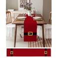 thumbnail image 3 of Christmas Santa Table Runner 70 Inches, Black Golden Belt Red Backdrop Bed Runner Dresser Scarves Tabletop for Indoor Outdoor Parties/Ceremony/Banquet, 13" x 70", 3 of 8