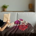 thumbnail image 3 of Day of the Dead Soft Flannel Fleece Blanket, Dia de Los Muertos Words Spanish Skull Dead Head Skeleton Vivid Print, Cozy Plush for Indoor and Outdoor Use, 60" x 80", Plum Red Cream, by Ambesonne, 3 of 5