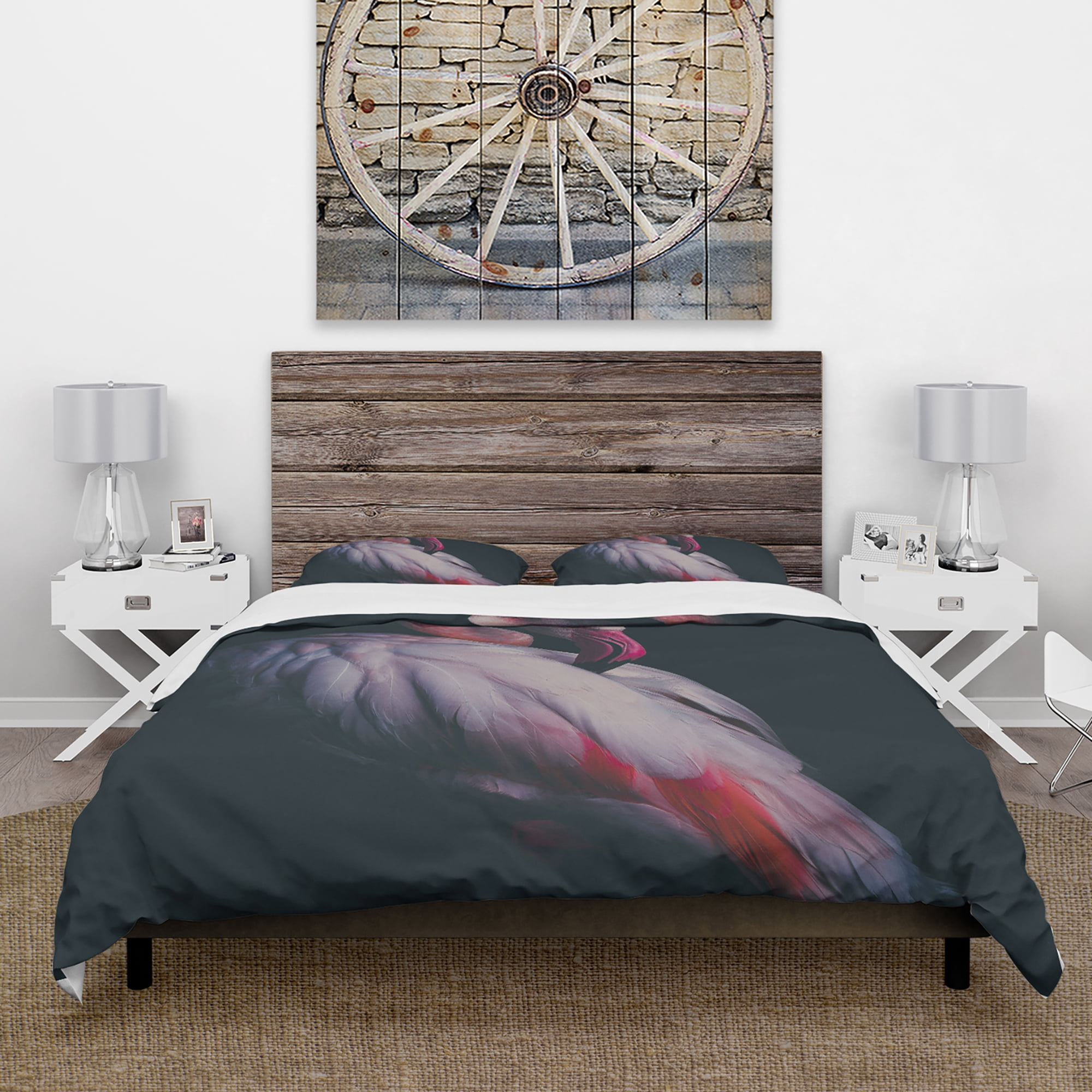 Designart 'Pink Flamingo' Contemporary Duvet Cover Set