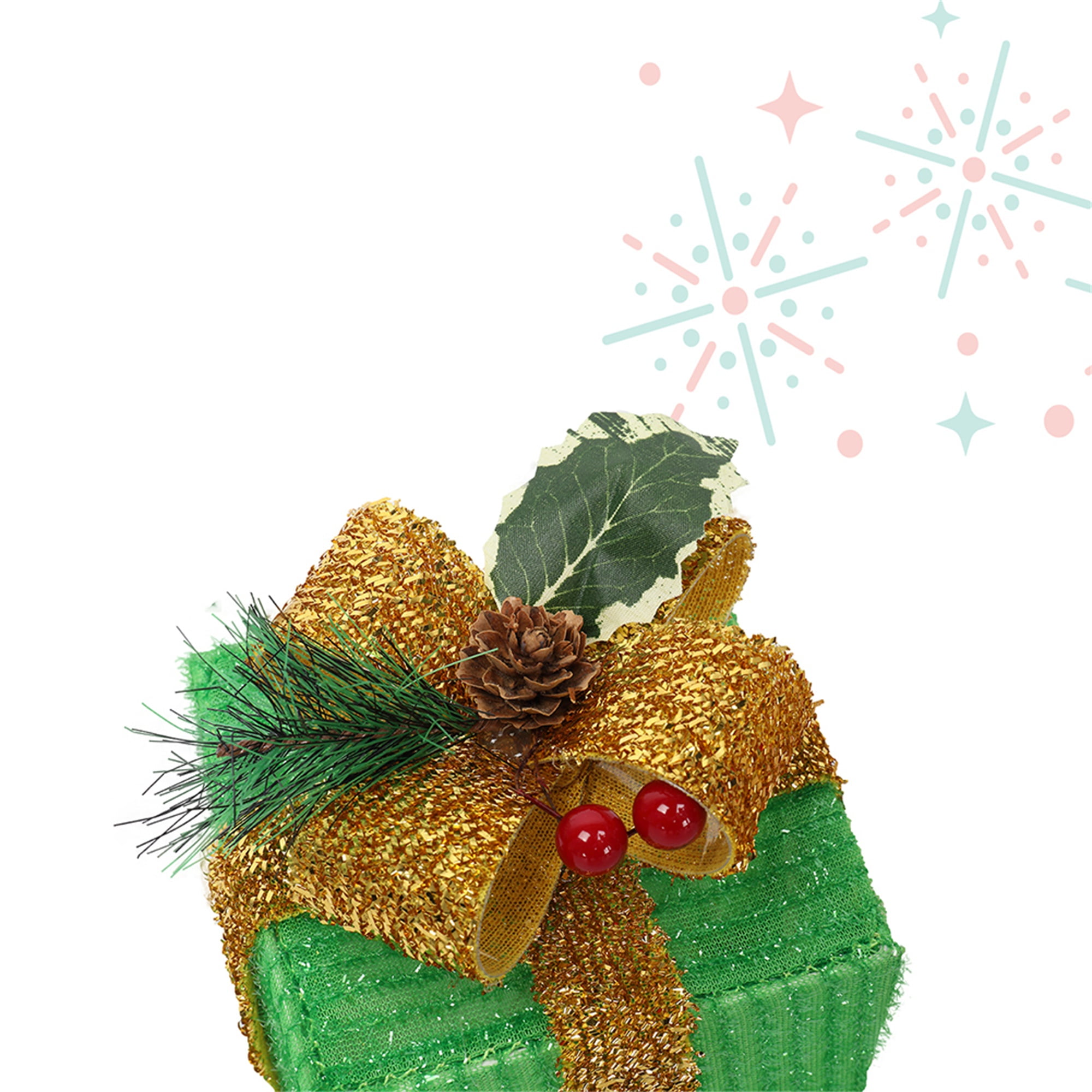 Kepooman 3pcs Christmas Gift Box, Box ABS Plastic Frame LED60 Light, Onion Cloth, Colorful Kepooman 3pcs Christmas Gift Box, Box ABS Plastic Frame LED60 Light, Onion Cloth, Colorful