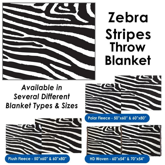 Zebra Stripes - Throw Blanket / Tapestry Wall Hanging (HD Woven, 54"x60")