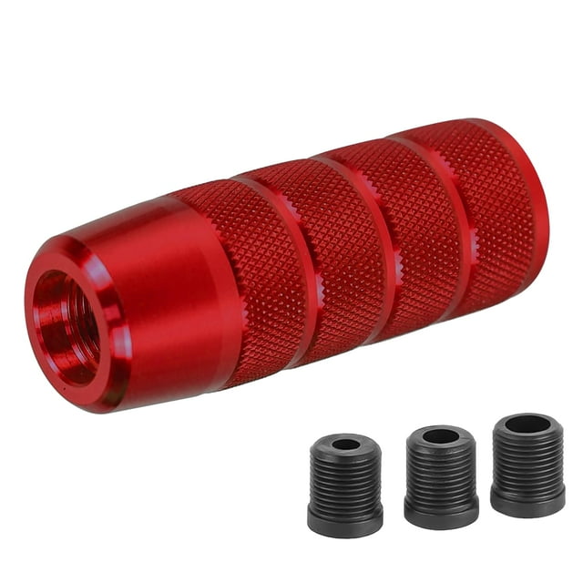 Red Aluminum Weighted Car Shift Knob - 3.74" Textured Anti - Slip Grip | 3 Threaded Adapters (M8/M10/M12) for Most Manual/Automatic Vehicles Performance - Focused Automotive Gear Shifter Upgrade