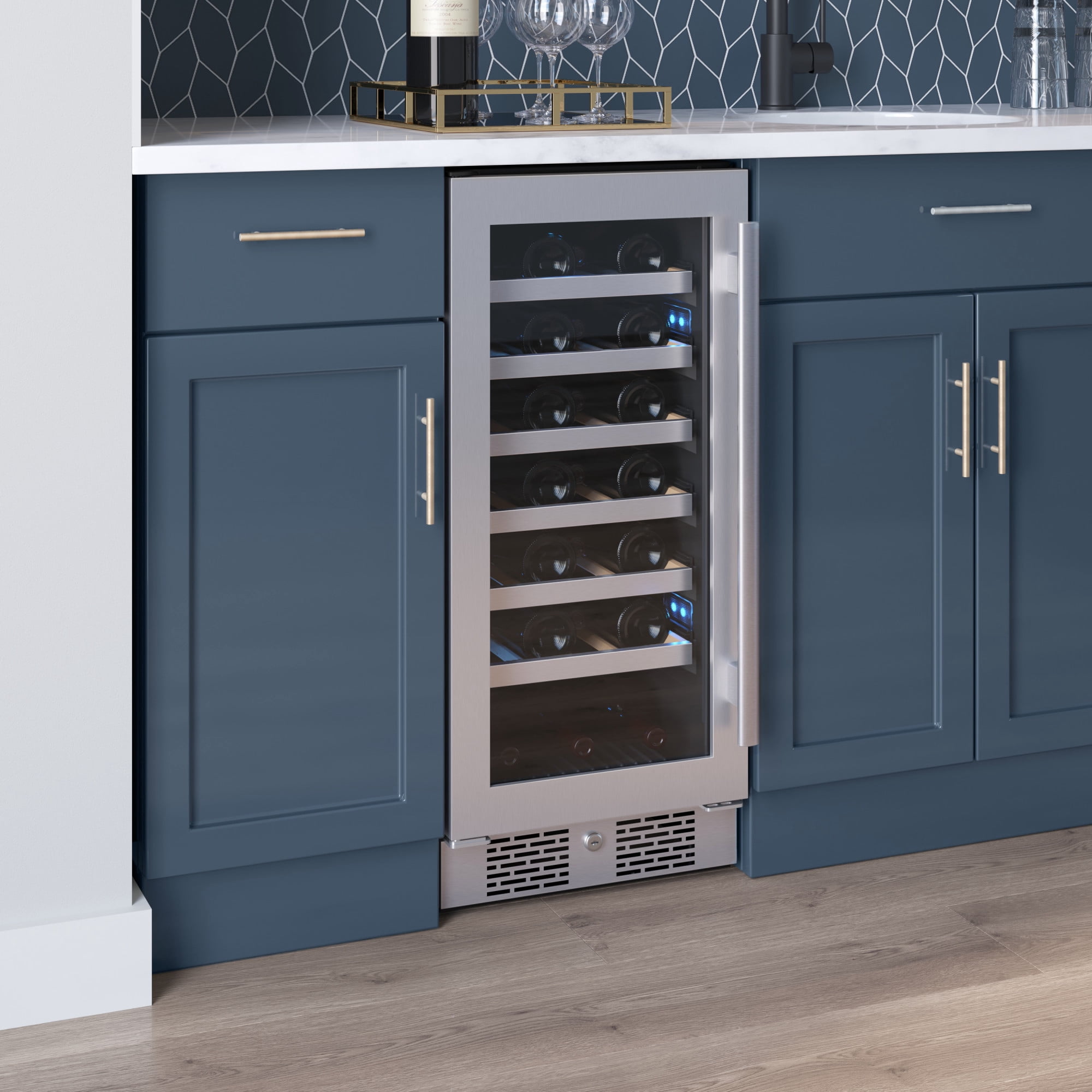 Avallon Awc152szlh 15" Wide 27 Bottle Capacity Single Zone Wine Cooler - Stainless Steel