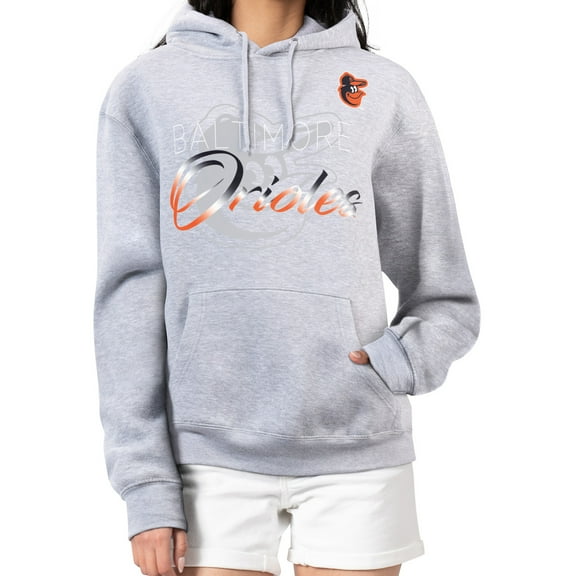 Women's G-III 4Her by Carl Banks Heather Gray Baltimore Orioles Shadow Logo Graphic Pullover Hoodie