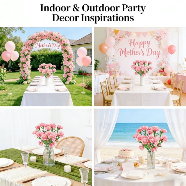 Claveles artificiales de 7 cabezas para decoración de bodas, fotografía y arreglos exteriores: claveles artificiales de aspecto realista que no necesitan riego.