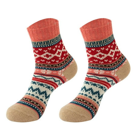 

Flm Sleeping Socks 1 Pair Coldproof Ethnic Style Pattern Stylish Thicken Stretch Socks