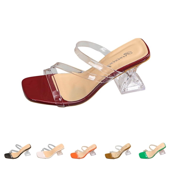 Bixock Dress Shoes for Women,Clear Heels for Women Dress Shoes Transparent Strap Stilletos Heels Open Toe High Heeled Sandals Pump Mules