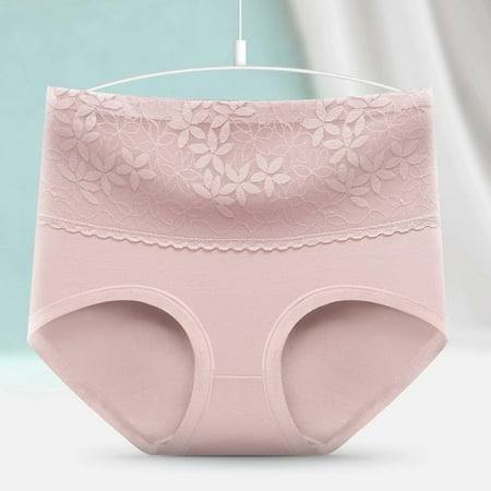 

QWZNDZGRCotton High-waisted Women Panties High-stretch Underwear Lace-decorated Soft Light Briefs