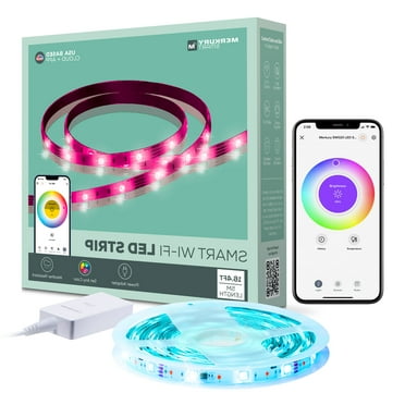 Merkury Smart LED Strip Lights - RGB, 16ft Wi-Fi Dimmable Lighting Kit (1-Pack)