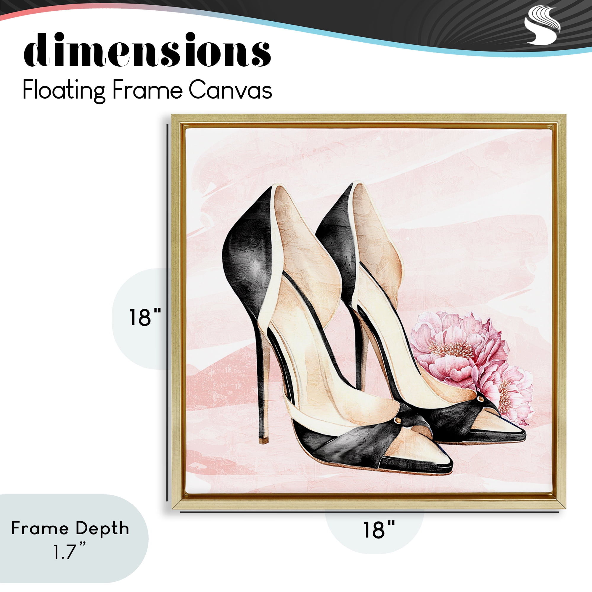 Stupell Industries Glam Time Heels Gold Framed Floater Canvas Wall Art, design by Kim Allen