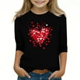 thumbnail image 2 of Girls Cold Shoulder Top - Black Heart Print 3/4 Sleeves Soft Stretchy Casual Shirt for Girls Ages 6-12,Size 9-10T, 2 of 5