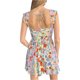 thumbnail image 4 of Lucakuins - Mini vestido de verano para mujer, sin mangas, lazo frontal, busto fruncido, estampado floral, vestido corto de línea A, ropa de playa Lucakuins  moda, 4 of 5