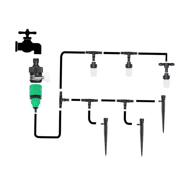 Kit de riego por goteo Irfora Los accesorios del kit de riego por goteo para riego de plantas incluyen boquilla atomizadora Mister Dripper Irfora Kit de riego por goteo