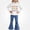 White, variant on Vornjynx Girls 2 Piece Outfit(2-7)Hooded Sweatshirt with Heart and Floral Print and Flared Pants Set Casual Clothing Set Pink Size 5T