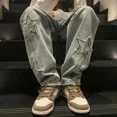 thumbnail image 5 of Pantalones vaqueros Vibe de estilo americano para hombre, pantalón de pierna recta, informal, marca de moda, Hip Hop, estrella, marca europea, 5 of 5