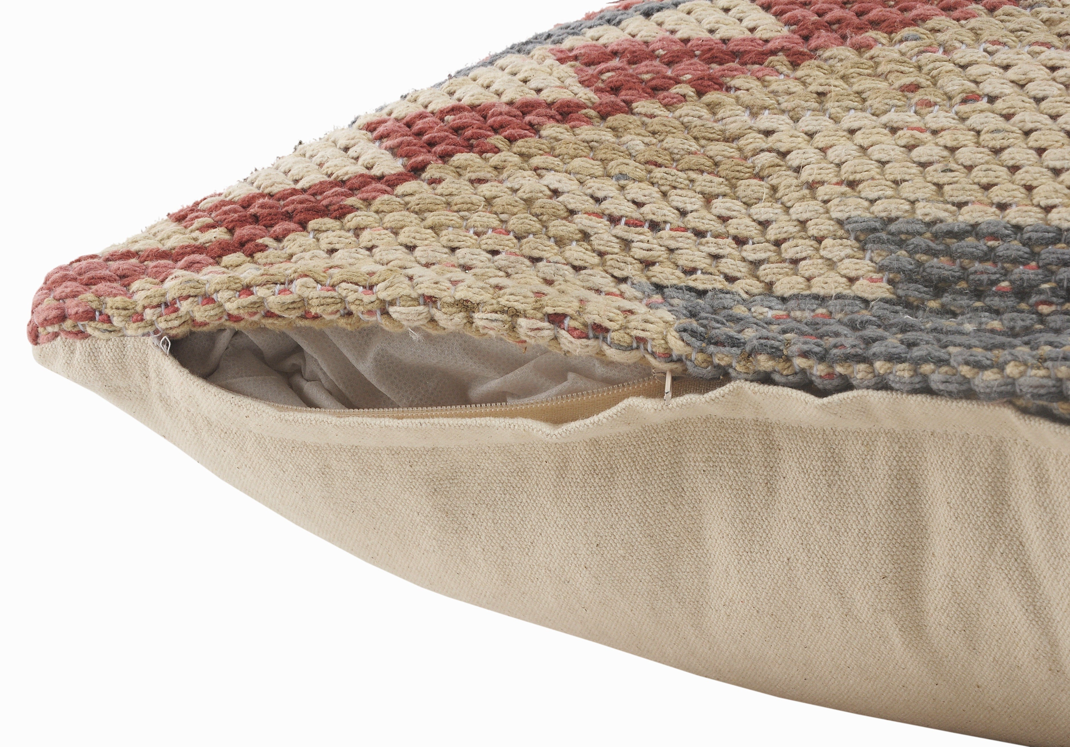 Harlow Hill Qasim Pink/Gray Tribal 18" x 18" Cotton Adult Decorative Feather Filled Pillow