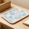 thumbnail image 4 of Howayme Melamine Plastic Serving Tray, 12.9"x9.6" Large Shatterproof Decorative Food Tray for Restaurant, Parties, Kitchen & Outdoor Use, Teal and Yellow Mandala Pattern, 4 of 6
