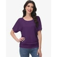 thumbnail image 6 of Women's Dolman Top Boat Neck Short Sleeve Solid Tees Casual T Shirt with Side Shirring Detail, 6 of 7