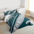 thumbnail image 3 of Feelyou Modern Rugby Football Bedding Comforter Set, Cartoon Soccer Helmet Twin Comforter Sets, Teal Grey Abstract Stripes Reversible Bedding Set, Ultra Soft Bedroom Decor, 2-Piece, 3 of 8