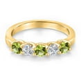 thumbnail image 3 of Gem Stone King 10K Yellow Gold Green Peridot and Lab Grown Diamond Wedding-Bands Ring for Women | 0.96 Cttw | Round 3.5MM | Gemstone August Birthstone | Size 9, 3 of 6