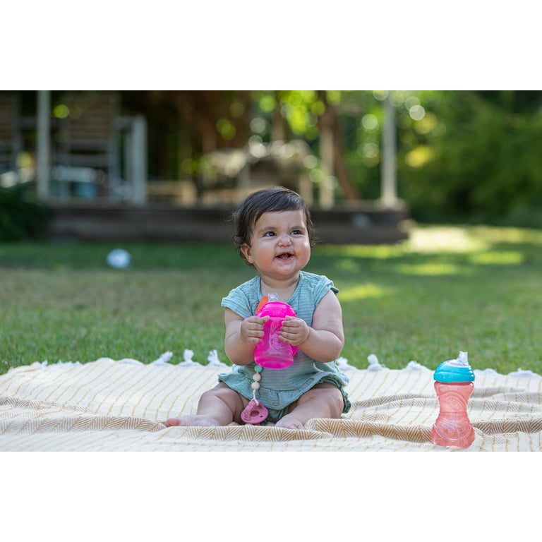 Nuby No-Spill Grip N' Sip Pink Soft Spout Sippy Cup, 8 fl oz 