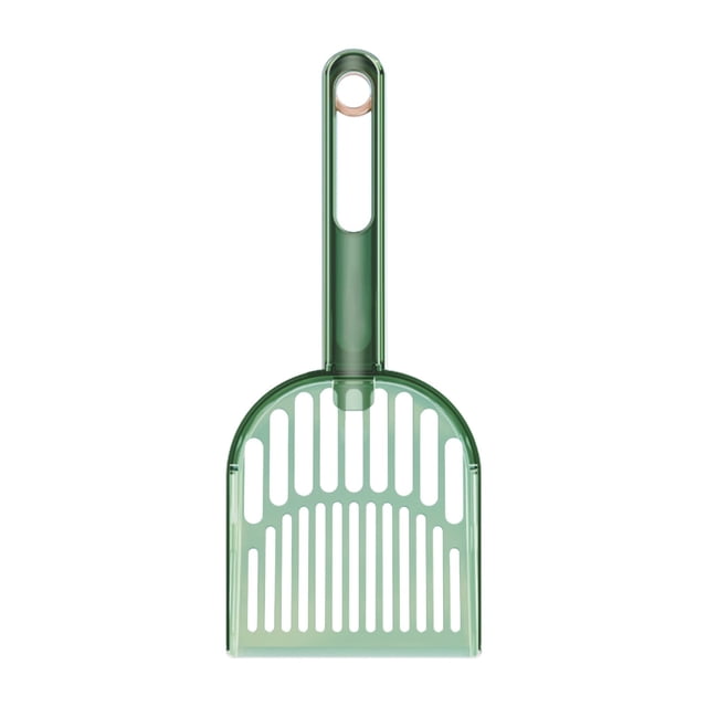 Pala para arena de gatos Quinlirra, tamiz de plástico, pala profunda con orificio de tamizado diagonal, mango largo, recogedor de excrementos para caja de arena, verde, 12 x 29 cm