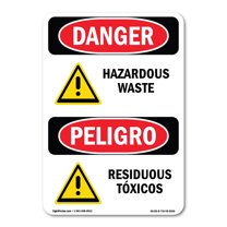 OSHA Danger Sign - Hazardous Waste - Residuos T Ýxicos | Decal | Protect Your Business, Construction Site, Warehouse & Shop Area | Made in The USA