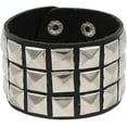 thumbnail image 4 of Studded Bracelet Black Leather Rivet Punk Bracelet Cuff Wrap Bangle Snap Button Metal Adjustable Rivet Wristband for Men Women Halloween Party Wristband Jewelry, 4 of 10