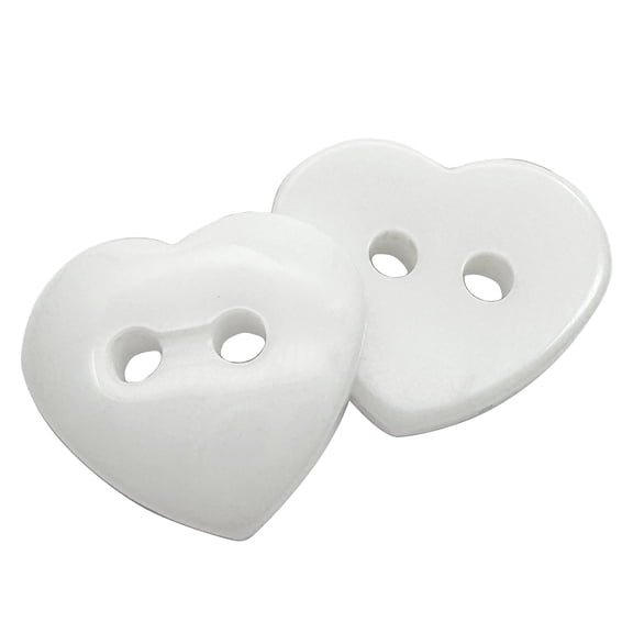 10Pcs Heart Sewing Buttons,14.5mm 2 Hole Plastic Heart Shaped Decorative Craft Buttons for Skirts,Sweaters,Shirts,Hats,Scarves and Other DIY Crafts(White)