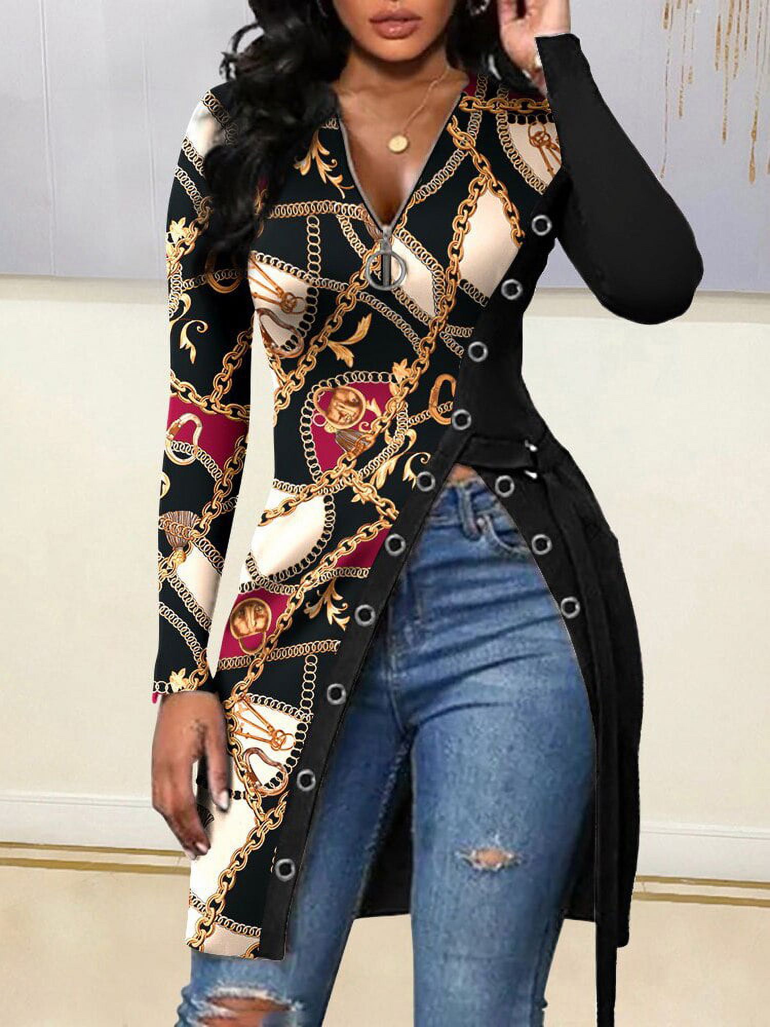 Fashion Woman TOP 2022 Y2k Clothes Letter Print Button Decor High Split Top My orders Casual Ropa Mujer T Shirt Femme