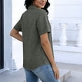 thumbnail image 4 of Women's Summer Short Sleeve Loose Fit Tops Shirts Blouses Solid Color Casual Linen V Neck T-Shirt Tee for Casual Daily Wear Work Office Vacation Outfits Fashion Essential, 4 of 8