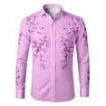 thumbnail image 4 of Angala Kids Tops Long Sleeve Shirts Button Down Lapel Neck Floral Print Cowboy Style Comfortable Breathable Dailywear Boys Tees Size 8-9 Years Purple, 4 of 4