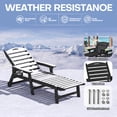 thumbnail image 6 of Cobiod Outdoor HDPE Chaise Lounge Chair Set of 2 , 5-Position Adjustable Reclining Lounger with Wheels & Cup Holders,350lb Capacity,Overall length 78" , Black, 6 of 8
