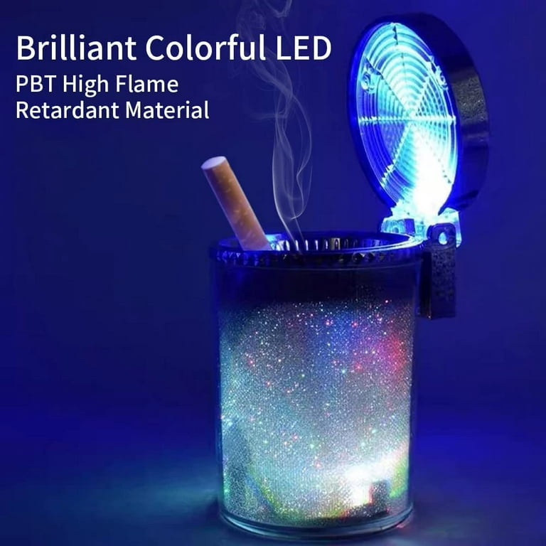 SparkleLite Crystal Car Ashtray With LED Light & Airtight Lid