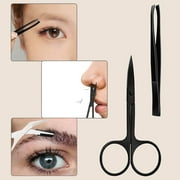 Somnr 11-in-1 Eyebrow Grooming Kit – Tweezers, Razors, Scissors, Brush & Comb for Women & Men, Black