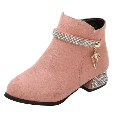 

KaLI_Store Cow Girl Boots Fashionable Non Slip Soft Soled Winter Boots for Girls Boots Y1-Pink 13