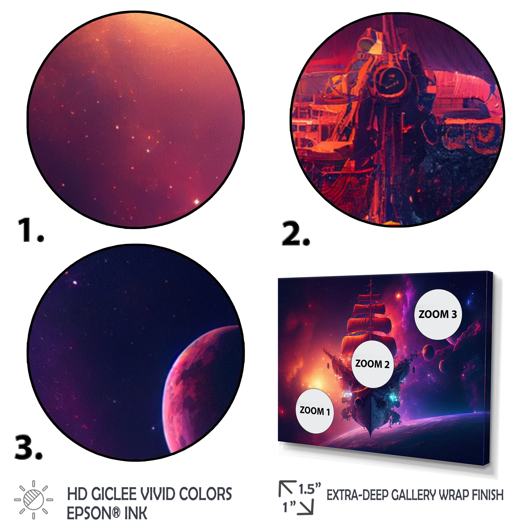 Designart Ship Cruise Into The Galaxy III Canvas Wall Art