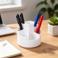 thumbnail image 5 of Rotating Desk Organizer, 360 Degree Pen Holder with 5 Compartments, Multi Compartment Storage Caddy for Office Supplies, Space Saving Desktop Organizer for Pens, Markers, Scissors, and Small Tools, 5 of 6