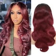 thumbnail image 2 of Wig Women's Wine Red Long Curly Hair Large Wave Wig Headcover 70cm, 2 of 9