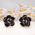 thumbnail image 5 of Yoursfs Rose Flower Stud Earrings for Women White Gold Plated Black Enamel Delicate Floral Pierced Ears Fashion Jewelry Gifts, 5 of 7