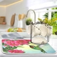 thumbnail image 5 of Ultra Absorbent Microfiber Dish Drying Mat, Hummingbird With Flowering Paradise Heat Resistant Machine Washable Fast Drying Kitchen Counter Pad Portector with Hanging Loop, 16x18inch, 5 of 6